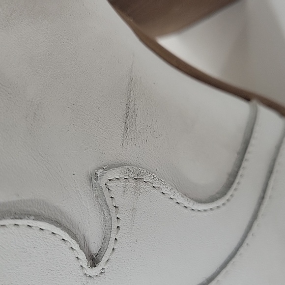 White Leather Western Ankle Boots with Fringe - Picture 11 of 16